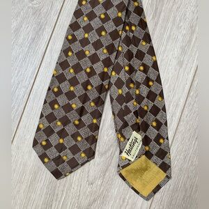 vitnage christain dior sun and diamond pattern brown and yellow 60's 70's tie